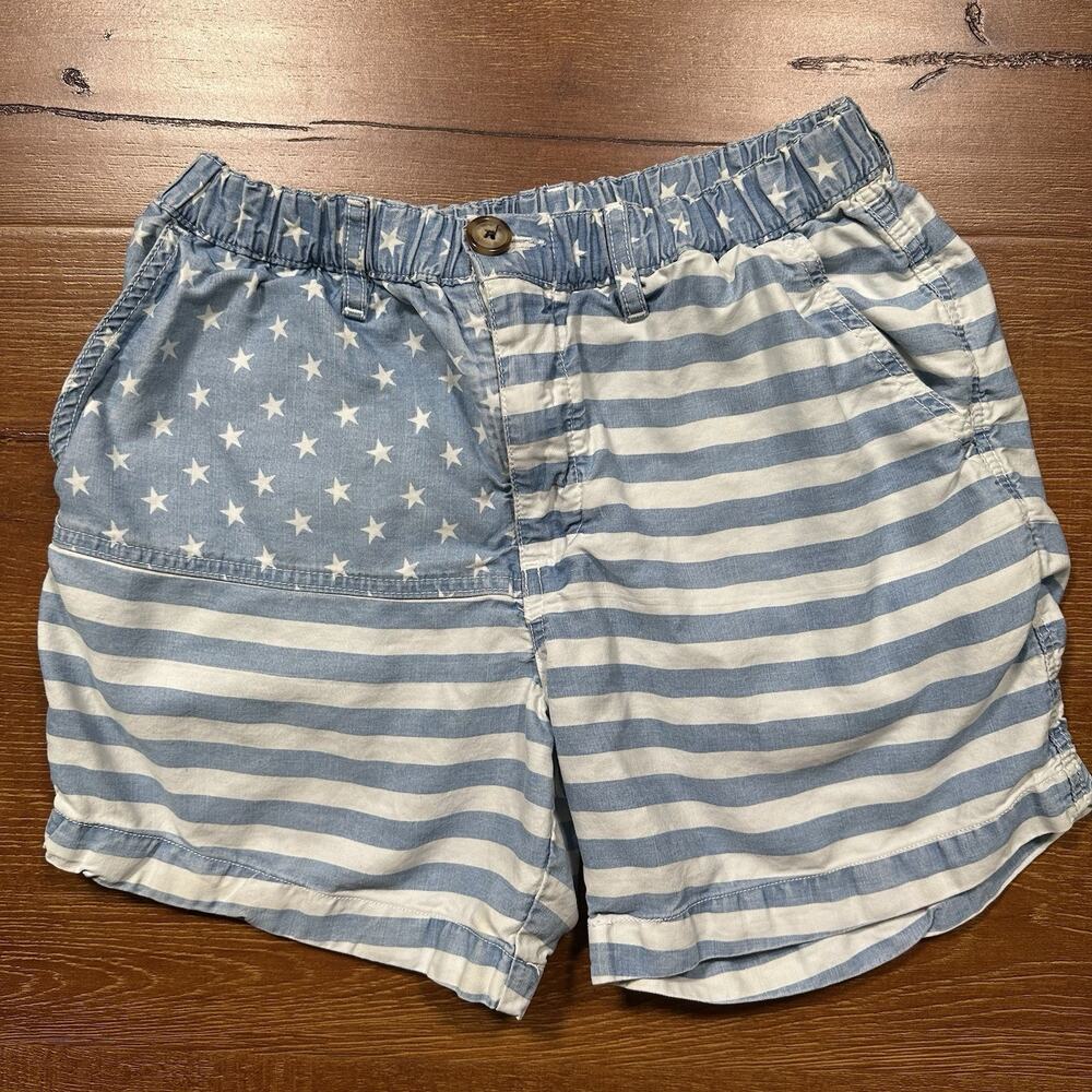 Chubbies Shorts Mens S 5.5" Blue Stripe American Flag USA Made Tropical Beach